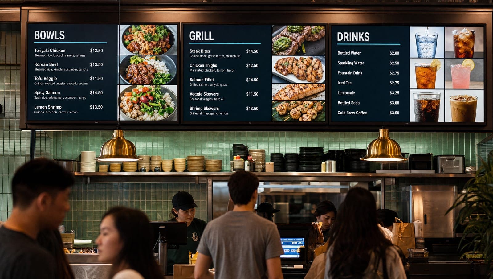 A restaurant menu wall